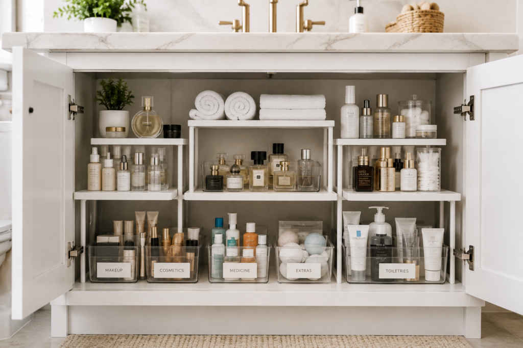 Add Shelf Risers to Double Storage Space