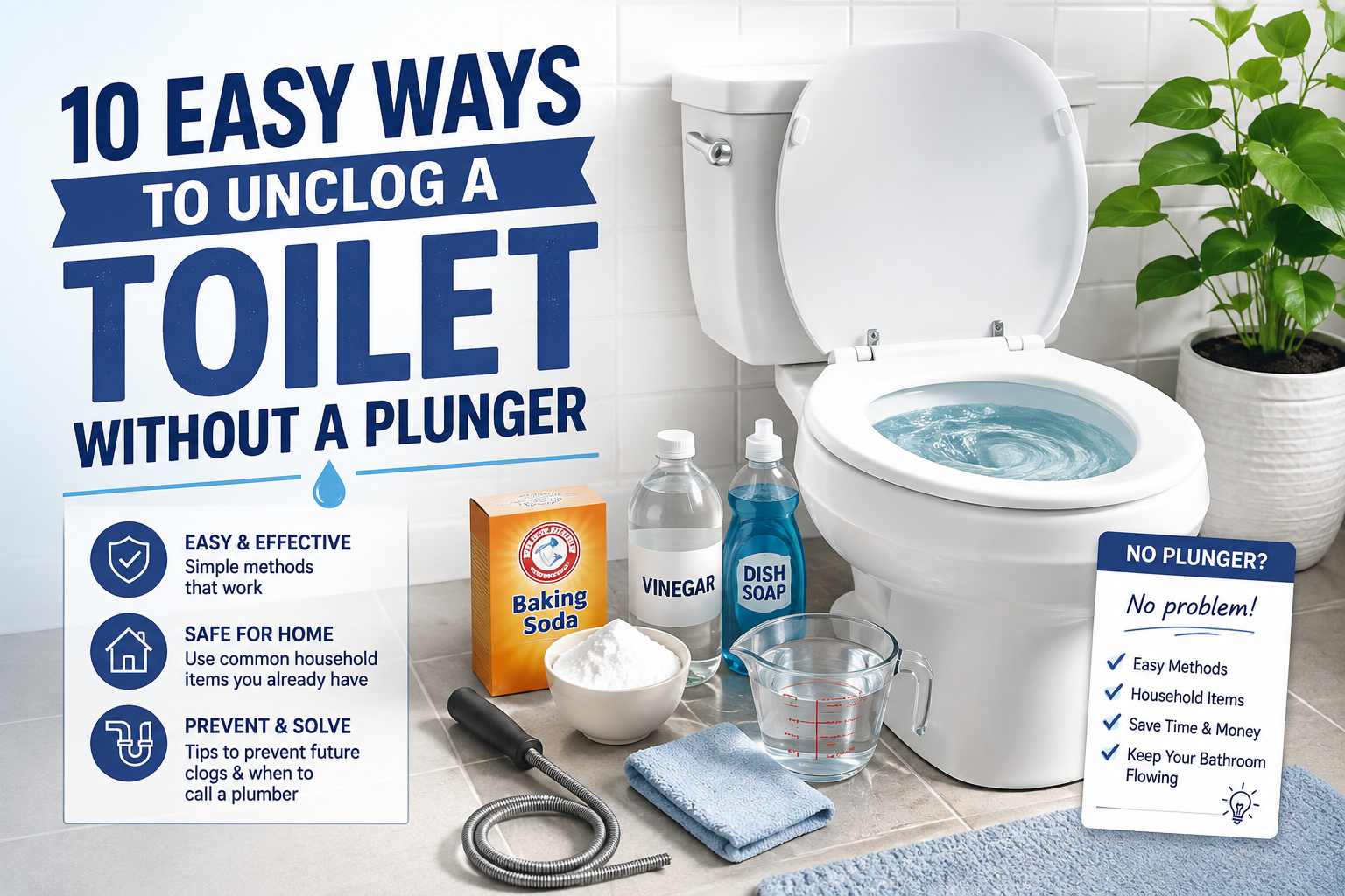 How to Unclog a Toilet Without a Plunger