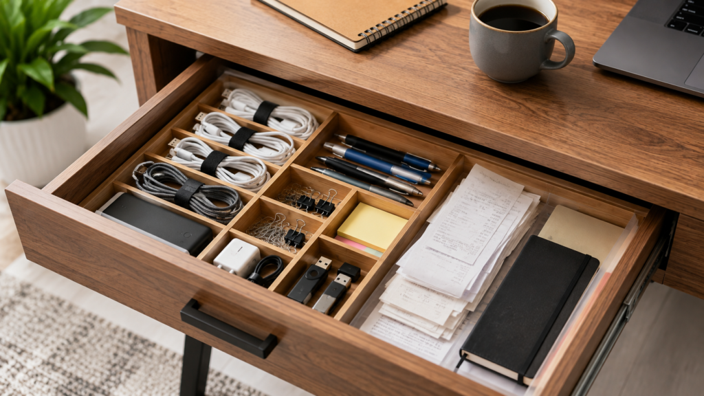 How to organize desk with drawers