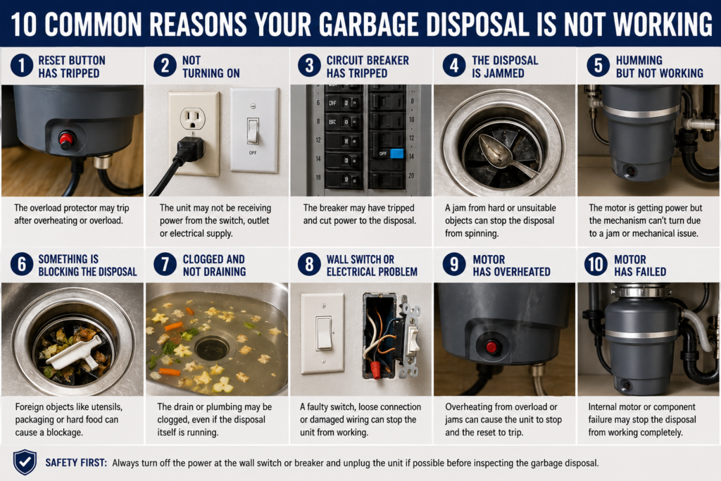 garbage disposal not turning on - 10 common problems