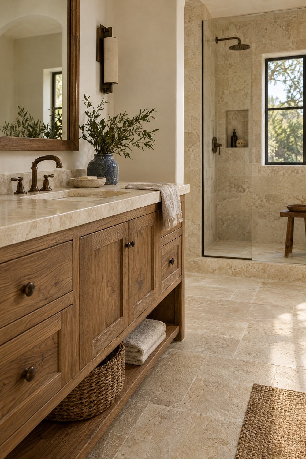 Pair Rustic Wood With Natural Stone