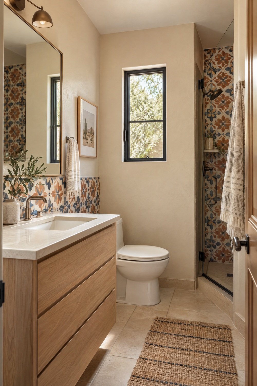 Southwestern Bathroom in a Small Space