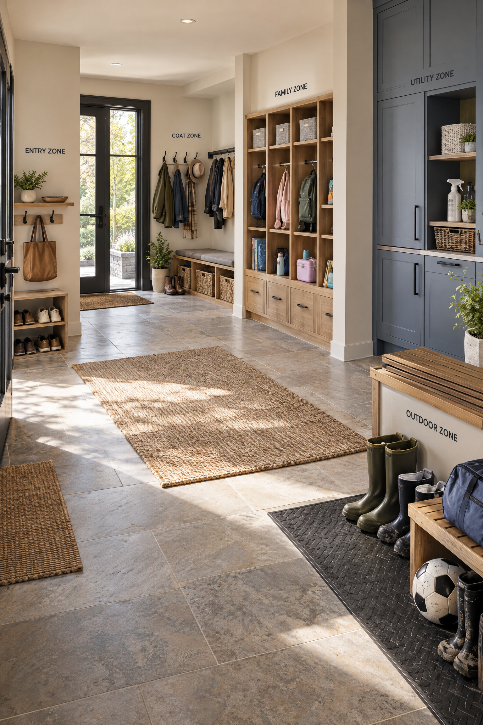Large Mudroom with Multiple Storage Zones