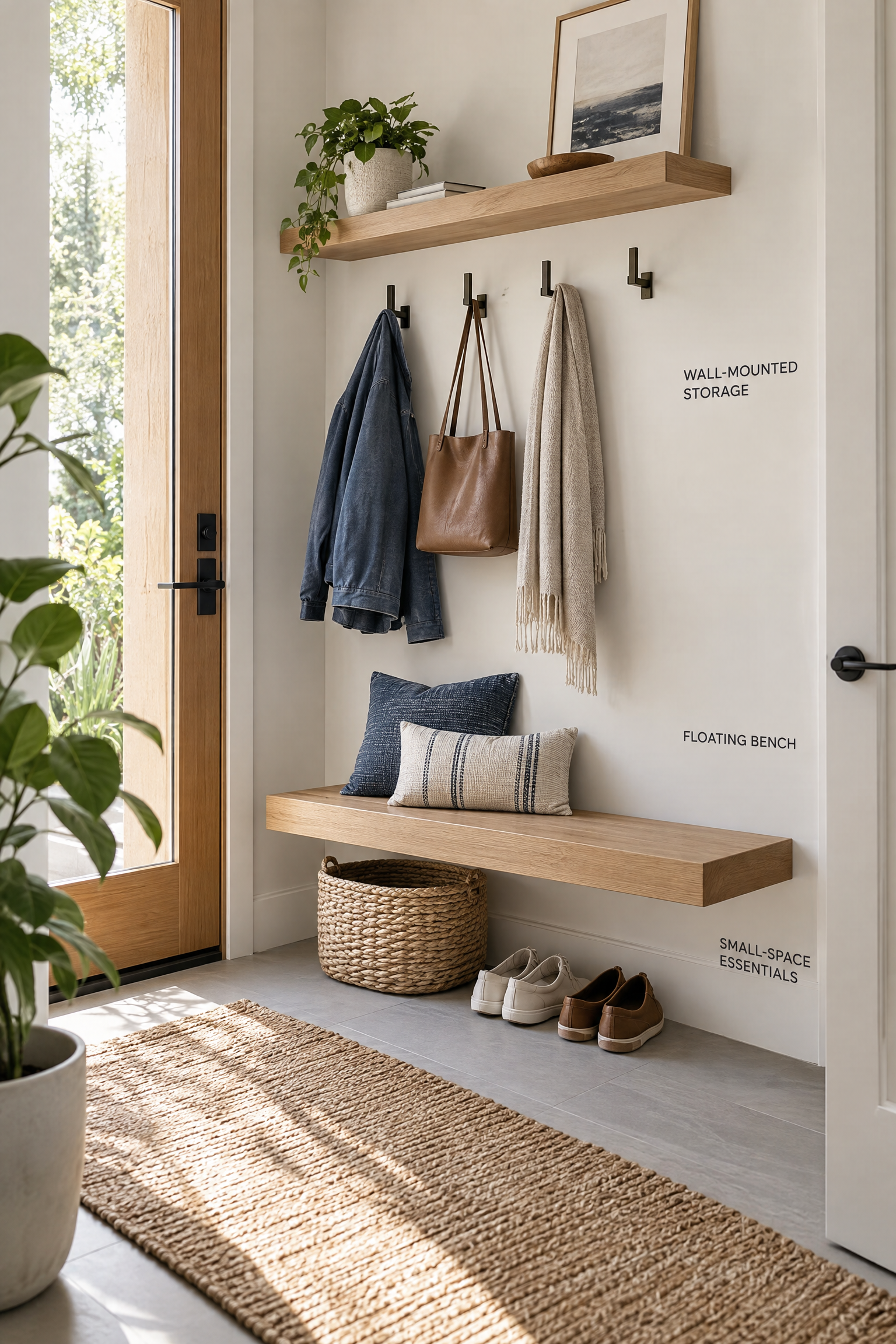 Wall-Mounted Small Mudroom